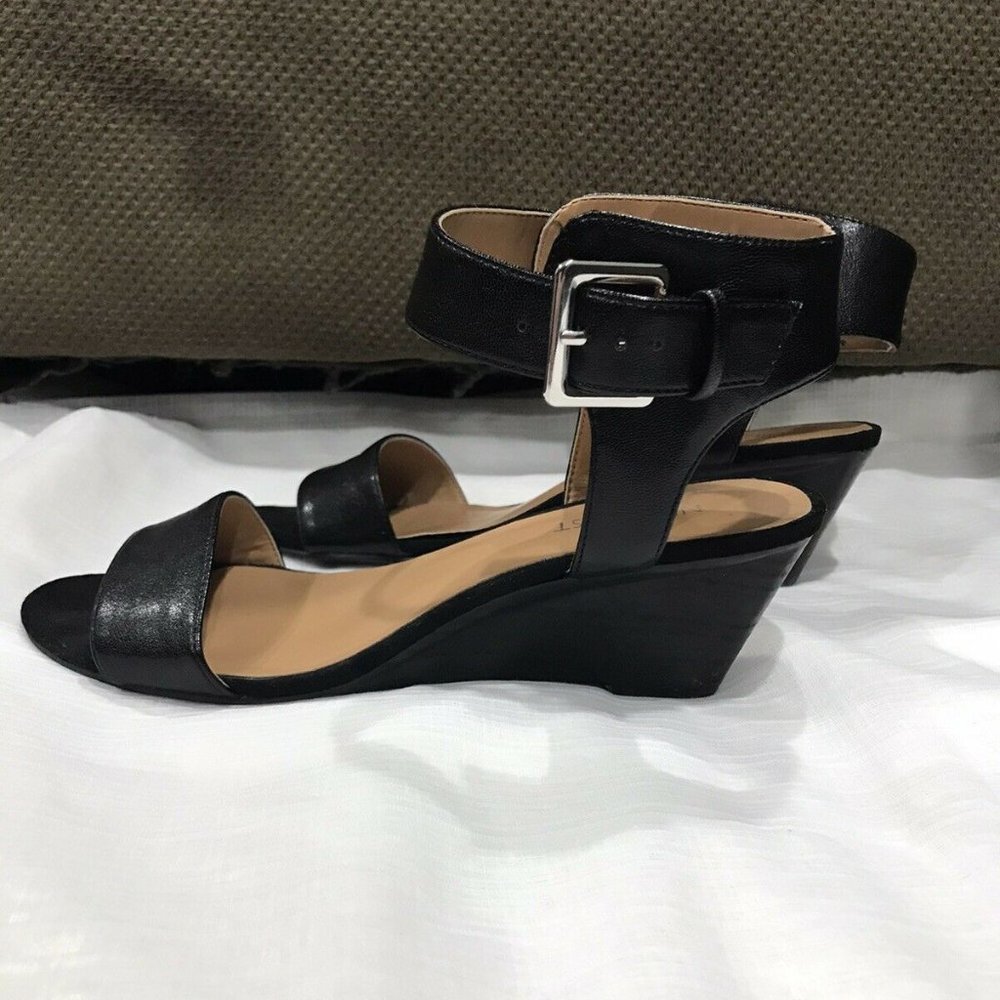 Black Ankle Strap Wedge Sandals